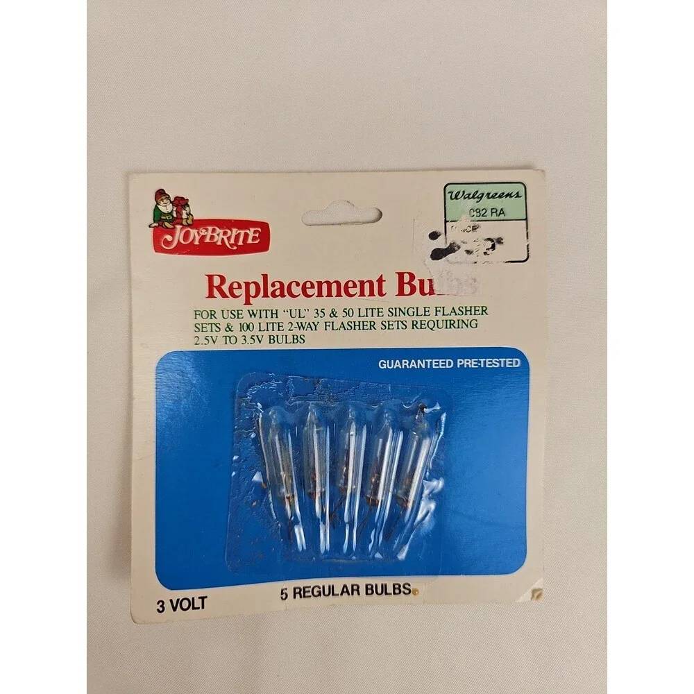 Joy Brite 3V Replacement Christmas Light Bulbs 5 Pack NIP Clear Mini Lamps